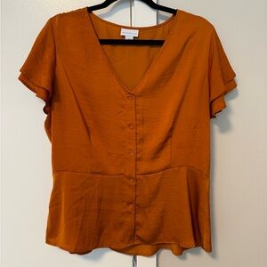 Liz Claiborne Rust Button-Up Blouse